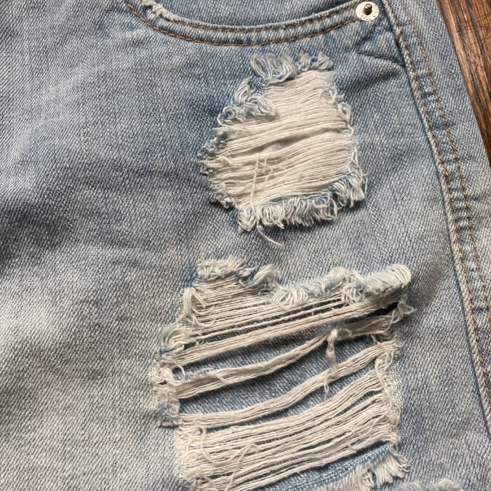 PULL&BEAR DISTRESSED MINI LOW RISE DENIM SKIRT SIZE 38 - Picture 5 of 8